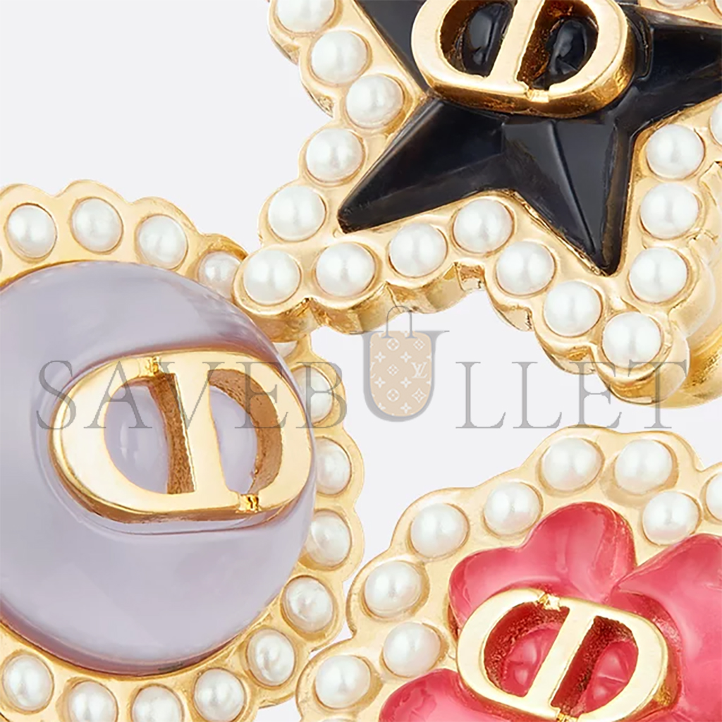 DIOR PETIT CD LUCKY BAROQUE STUD EARRINGS SET E3749WOMVE_D01X